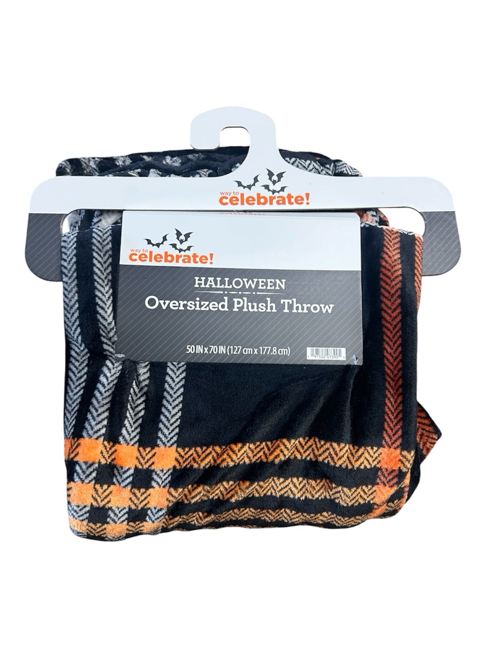 Halloween Oversized Plush Throw 50” x 70” Plaid All Over Pattern NWT